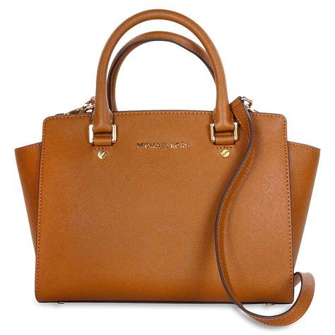 michael kors tan selma satchel|selma saffiano leather medium satchel.